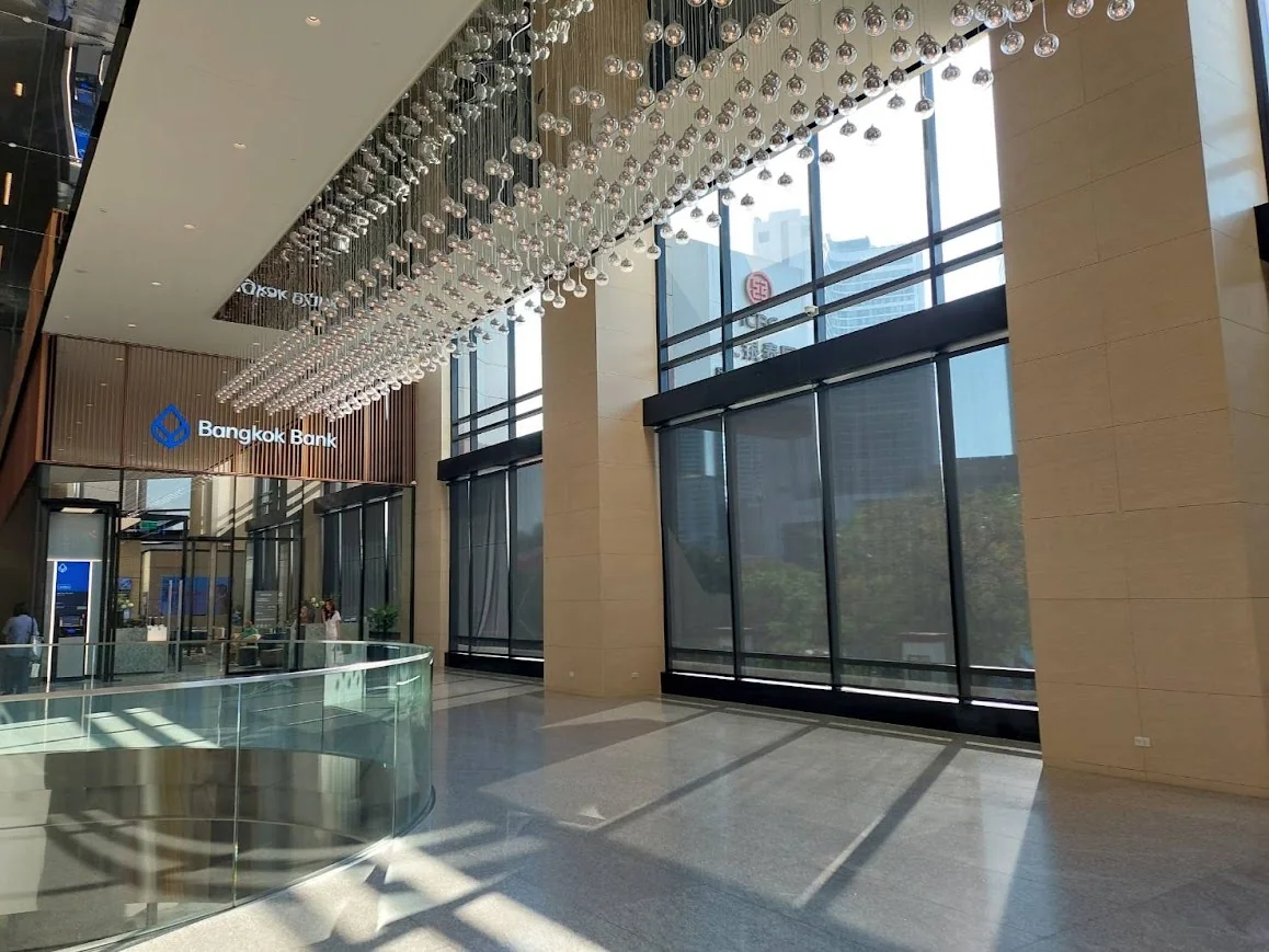 Emporium Tower lobby with Bangkok Bank services